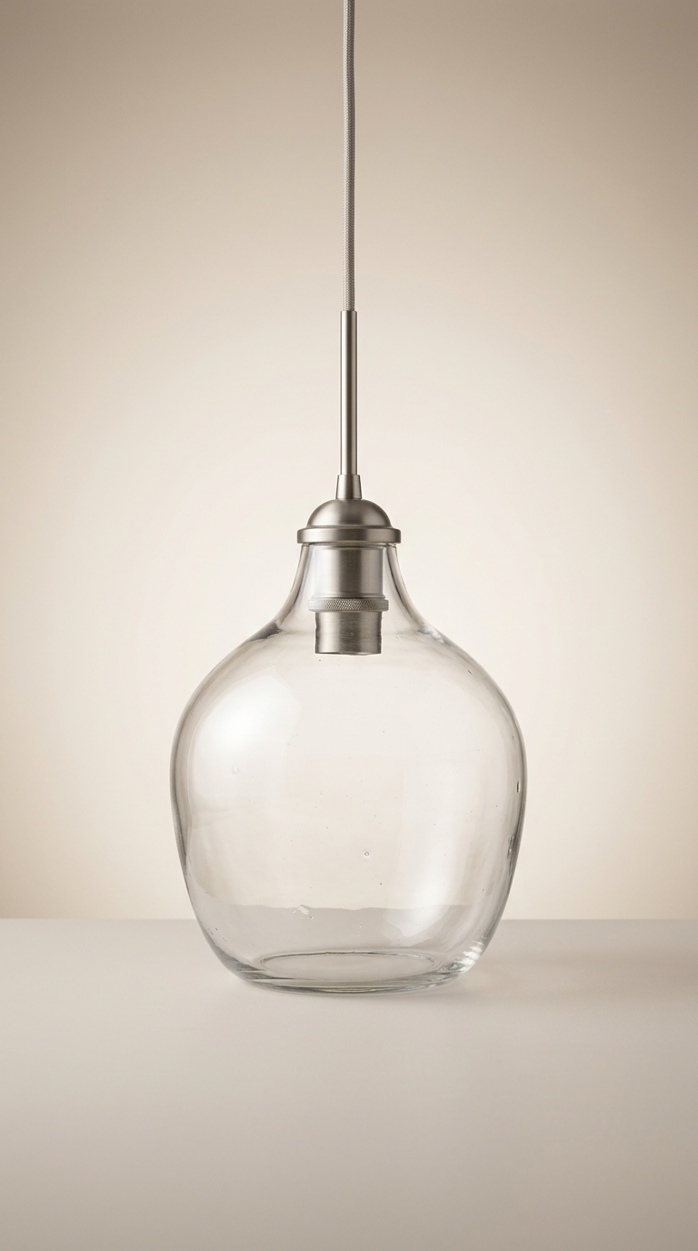 Suspension verre soufflé détail nickel mat